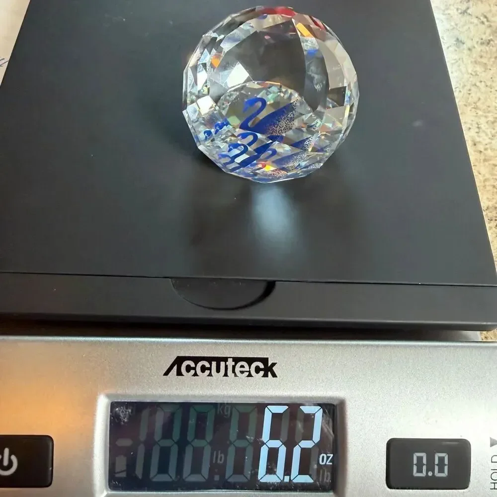 Swarovski SCS Crystal Paperweight Blue Swan Logo Faceted 2